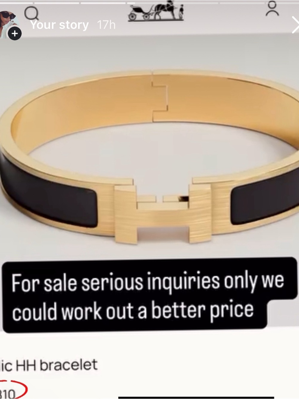 Hermes Gold and Black Enamel Clic H Bracelet